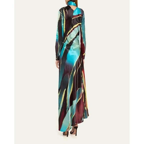 CHRISTOPHER JOHN ROGERS Women's Multicolor Printed Satin Maxi Dress Size 4 - Picture 4 of 16